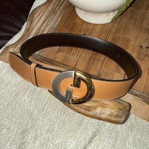 Gucci Tan and Gold Belt